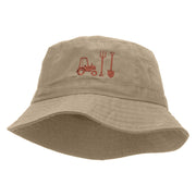 Farming Tool Embroidered Bucket Hat - Khaki OSFM