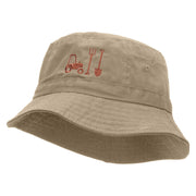 Farming Tool Embroidered Bucket Hat - Khaki OSFM