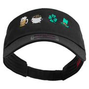 St.Patrick Day Celebration Symbols Embroidered Cotton Twill Sun Visor - Black OSFM