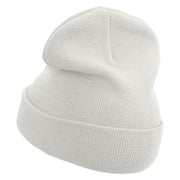 Playful Kids Logo Embroidered 12 Inch Long Knitted Beanie - White OSFM