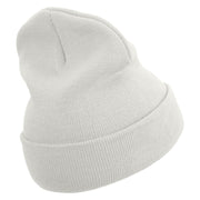 Playful Kids Logo Embroidered 12 Inch Long Knitted Beanie - White OSFM