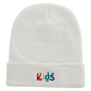 Playful Kids Logo Embroidered 12 Inch Long Knitted Beanie - White OSFM