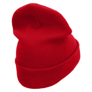 Mountain View Embroidered 12 Inch Long Knitted Beanie - Red OSFM