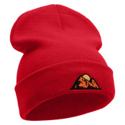 Mountain View Embroidered 12 Inch Long Knitted Beanie - Red OSFM