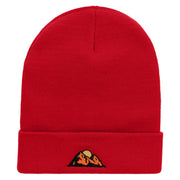 Mountain View Embroidered 12 Inch Long Knitted Beanie - Red OSFM