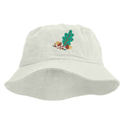 Autumn Vibes Embroidered Pigment Dyed Bucket Hat - White OSFM