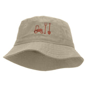 Farming Tool Embroidered Bucket Hat - Natural OSFM