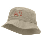 Farming Tool Embroidered Bucket Hat - Natural OSFM