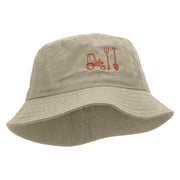 Farming Tool Embroidered Bucket Hat - Natural OSFM