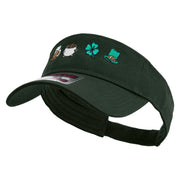 St.Patrick Day Celebration Symbols Embroidered Cotton Twill Sun Visor - Dk-Green OSFM