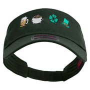 St.Patrick Day Celebration Symbols Embroidered Cotton Twill Sun Visor - Dk-Green OSFM