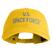 US Space Force Text Embroidered Washed Solid Pigment Dyed Cotton Twill Brass Buckle Cap - Yellow OSFM