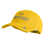 US Space Force Text Embroidered Washed Solid Pigment Dyed Cotton Twill Brass Buckle Cap - Yellow OSFM