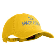 US Space Force Text Embroidered Washed Solid Pigment Dyed Cotton Twill Brass Buckle Cap - Yellow OSFM