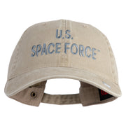 US Space Force Text Embroidered Washed Solid Pigment Dyed Cotton Twill Brass Buckle Cap - Khaki OSFM