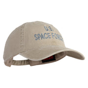US Space Force Text Embroidered Washed Solid Pigment Dyed Cotton Twill Brass Buckle Cap - Khaki OSFM