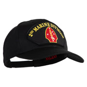 2nd Marine Division Patched Solid Cotton Twill Pro Style Cap - Black OSFM
