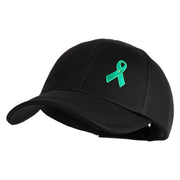 Green Ribbon Awareness Embroidered Iron On Patched Deluxe Performance Mesh Cap - Black OSFM