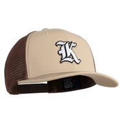 Old English White K Patched Cotton Deluxe Trucker Ball Cap - Khaki Coffee OSFM