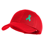 Green Ribbon Awareness Embroidered Iron On Patched Deluxe Performance Mesh Cap - Red OSFM