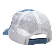 Cluster of Grapes Fruit Patched 6 Panel Denim Frayed Mesh Cap