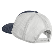Old English White K Patched Cotton Deluxe Trucker Ball Cap - Navy White OSFM