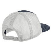 Old English White K Patched Cotton Deluxe Trucker Ball Cap - Navy White OSFM