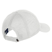 Green Ribbon Awareness Embroidered Iron On Patched Deluxe Performance Mesh Cap - White OSFM