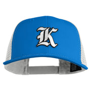 Old English White K Patched Cotton Deluxe Trucker Ball Cap - Royal White OSFM