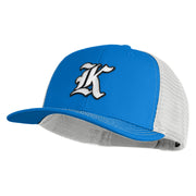 Old English White K Patched Cotton Deluxe Trucker Ball Cap - Royal White OSFM
