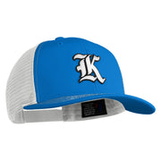 Old English White K Patched Cotton Deluxe Trucker Ball Cap - Royal White OSFM
