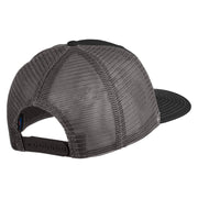 Old English White K Patched Cotton Deluxe Trucker Ball Cap - Black Grey OSFM