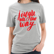 Jingle All The Way Graphic Design Ring Spun Combed Cotton Short Sleeve Deluxe Jersey T-Shirt - Heather-Grey XS