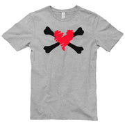 Bones and Scribbled Heart Graphic Design Short Sleeve Cotton Jersey T-Shirt