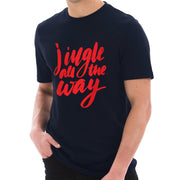 Jingle All The Way Graphic Design Ring Spun Combed Cotton Short Sleeve Deluxe Jersey T-Shirt - Navy XS