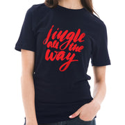 Jingle All The Way Graphic Design Ring Spun Combed Cotton Short Sleeve Deluxe Jersey T-Shirt - Navy XS