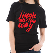 Jingle All The Way Graphic Design Ring Spun Combed Cotton Short Sleeve Deluxe Jersey T-Shirt - Black XS