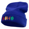 Artistic Boho Logo Embroidered 12 Inch Long Knitted Beanie - Royal OSFM