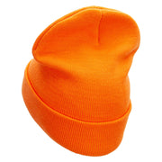 Goodbye School Embroidered 12 Inch Long Knitted Beanie - Orange OSFM