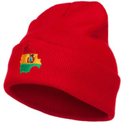 Bolivia Flag Map Embroidered Long Beanie