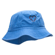 Flowery Heart Embroidered Pigment Dyed Bucket Hat - Indigo OSFM