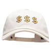 Triple Money Sign Embroidered Unstructured Cotton Twill Washed Cap - Beige OSFM