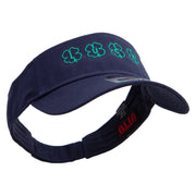 The Lucky Clover of St.Patrick Embroidered Cotton Twill Sun Visor - Navy OSFM