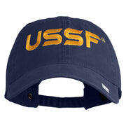 USSF Embroidered Washed Solid Pigment Dyed Cotton Twill Brass Buckle Cap - Navy OSFM
