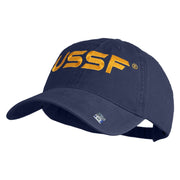 USSF Embroidered Washed Solid Pigment Dyed Cotton Twill Brass Buckle Cap - Navy OSFM