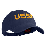 USSF Embroidered Washed Solid Pigment Dyed Cotton Twill Brass Buckle Cap - Navy OSFM