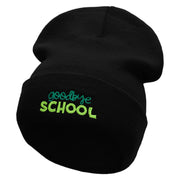 Goodbye School Embroidered 12 Inch Long Knitted Beanie - Black OSFM