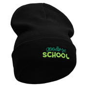 Goodbye School Embroidered 12 Inch Long Knitted Beanie - Black OSFM