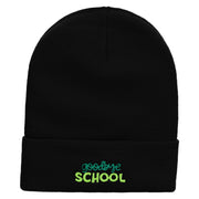 Goodbye School Embroidered 12 Inch Long Knitted Beanie - Black OSFM