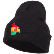 Bolivia Flag Map Embroidered Long Beanie